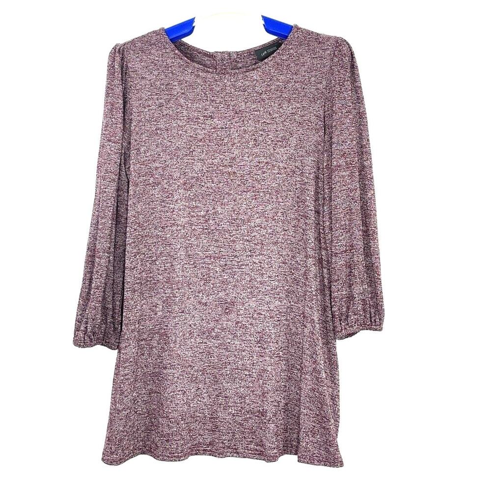 J. JILL Wearever Collection Burgundy Jersey Knit Tunic Top Pullover Size XS